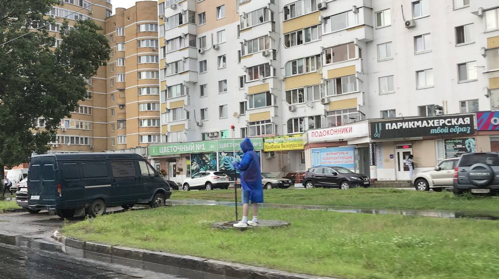 На Московский проспект Брянска во время ливня вышли граждане с орудиями