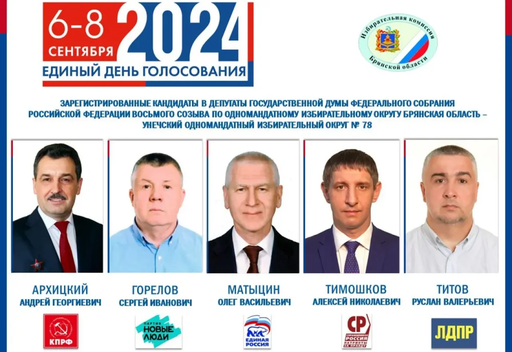 Избирательная комиссия Брянской области зарегистрировала 5 кандидатов в Госдуму