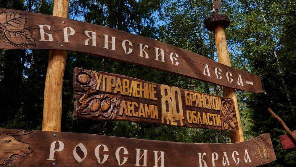 В Брянском районе установили резное панно «Брянские леса − России краса!»